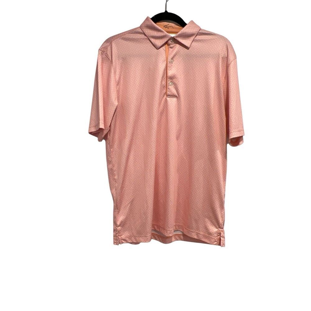 Greg Norman Polo Shirt Men Size 2XL Orange White Polyester Short Sleeve Collared